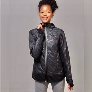 Ivivva Girls 8 Grey Speed Ahead Zip Up Hidden Hood Jacket
